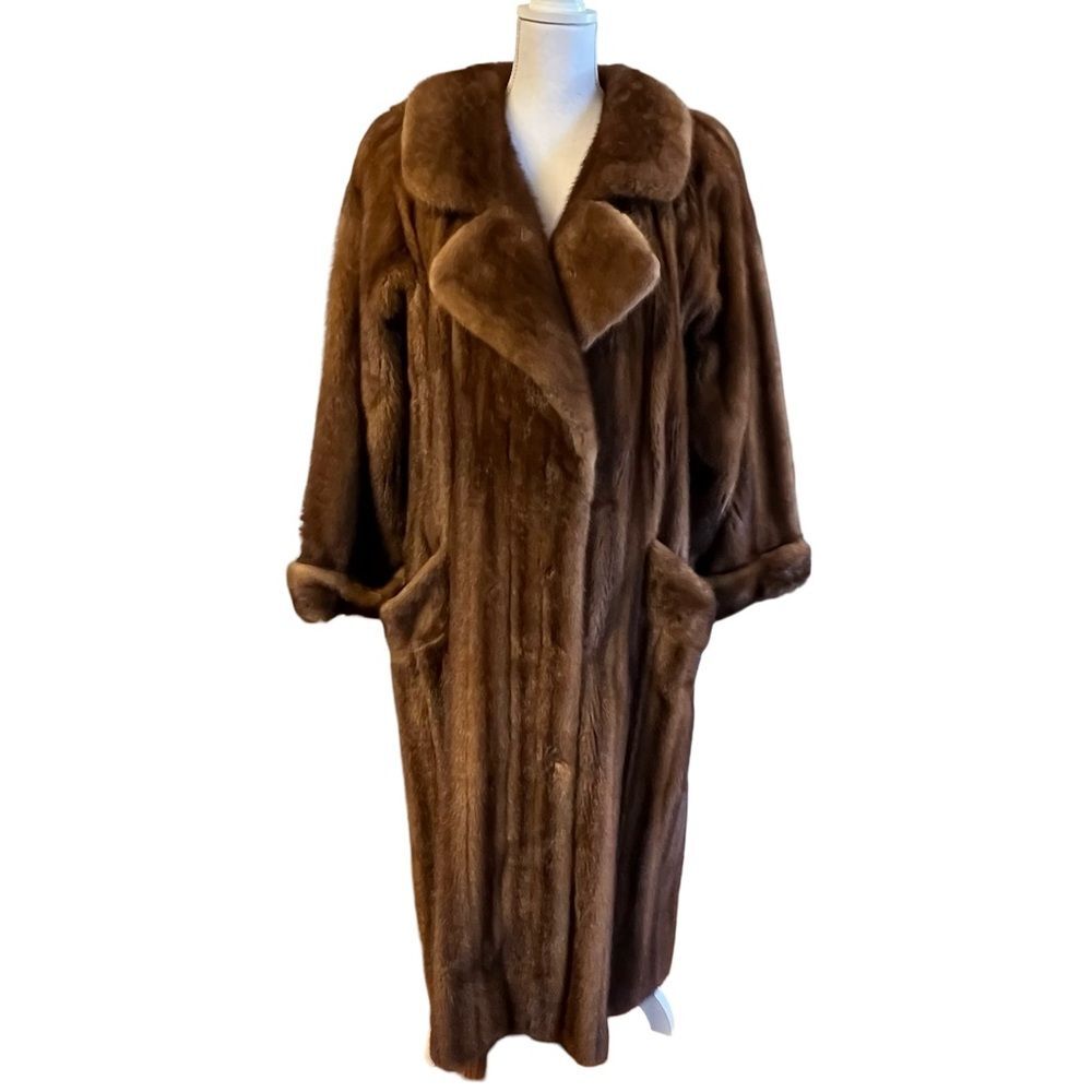 Vintage Nina Ricci Natural Female Let Out Mink Fur Coat Size M Genuine Womens